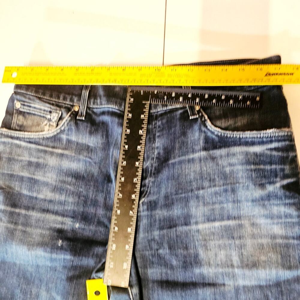 7 For All Mankind Carsen Straight Leg Jeans Distressed Dark Mens 38 x 29 3765 - Picture 6 of 9